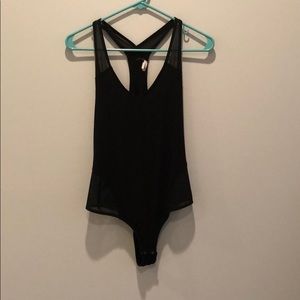 Black Bodysuit with Mesh Cutouts